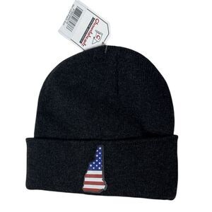 Chowdaheadz Black Beanie with New Hampshire USA Flag Patch. One Size.